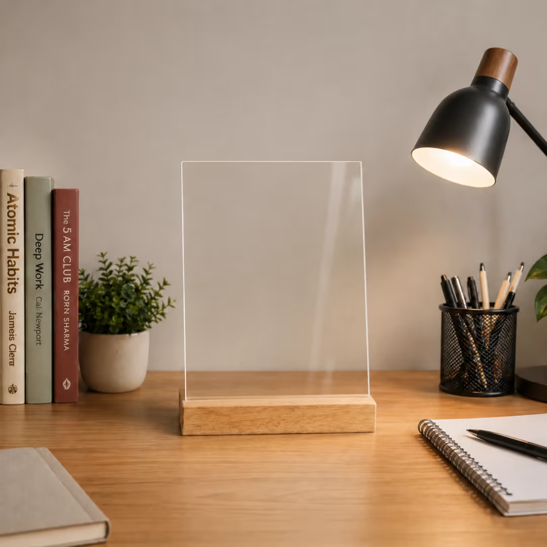 Acrylic Photo Frame with Wooden Stand – Personalized UV Print GlowZonePrints