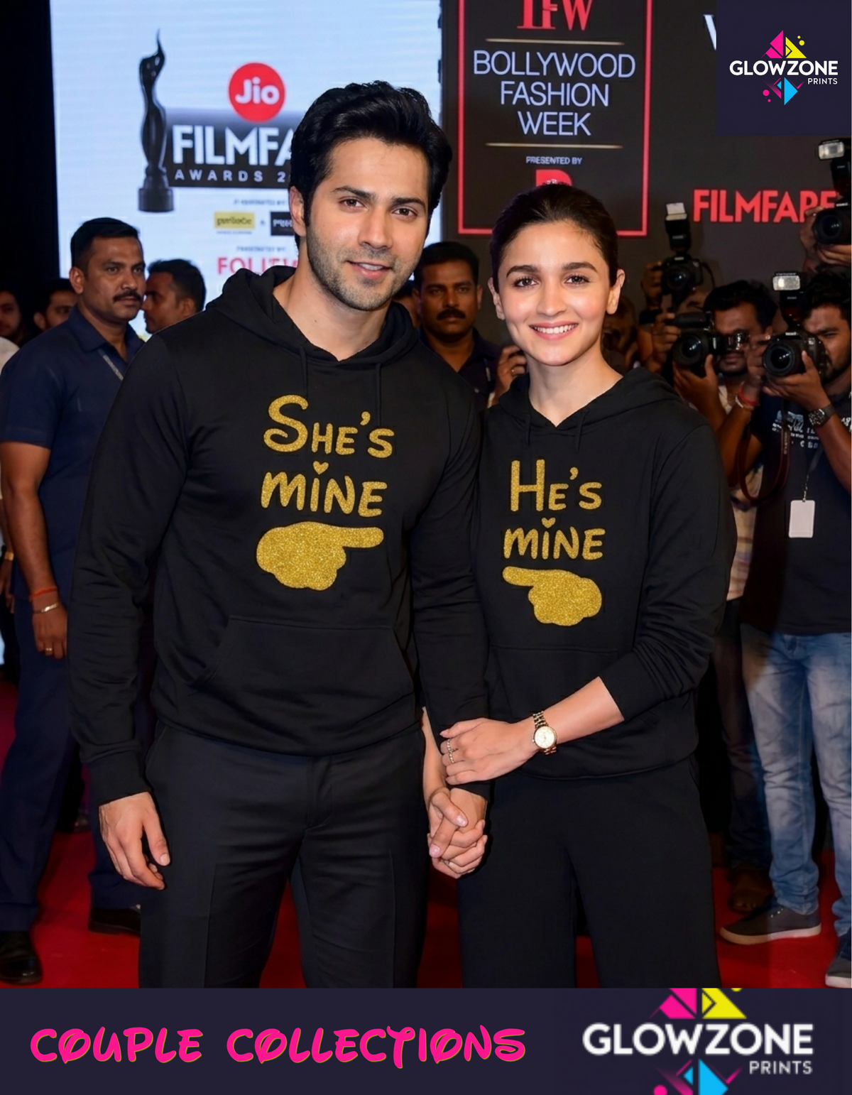 She's Mine & He's Mine Couple Hoodies GlowZonePrints