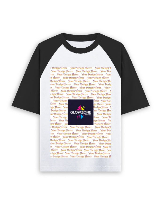 Unisex Oversized Raglan T-Shirt – Custom Print Black White GlowZonePrints