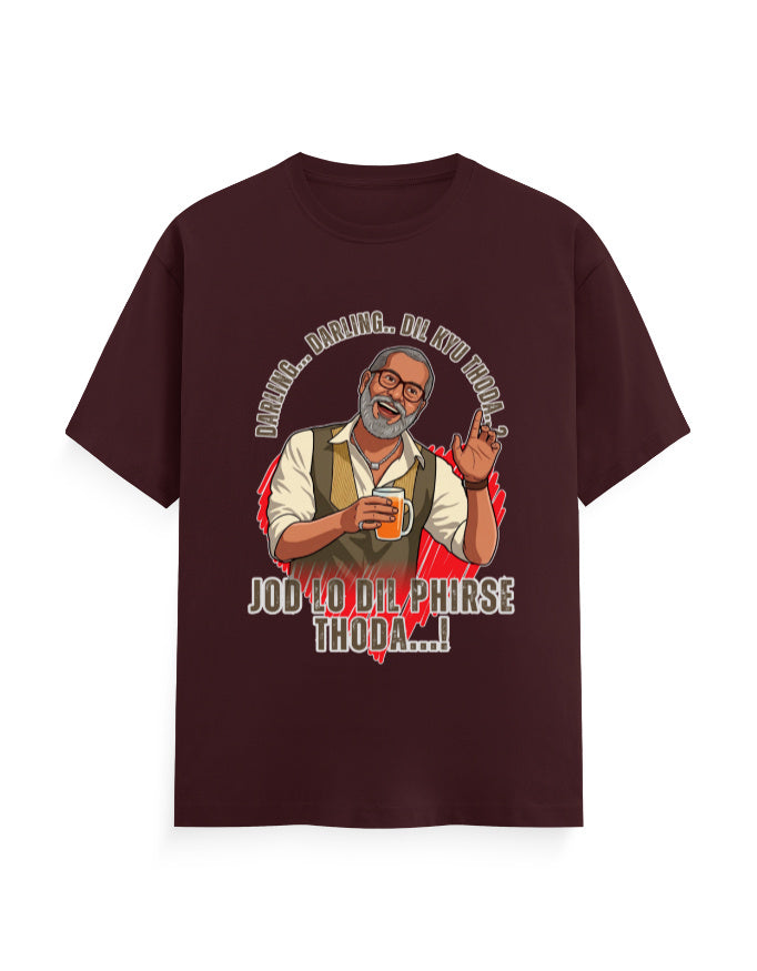 Unisex Classic Crew T-Shirt – Darling Darling Dil Kyu Thoda.? Maroon GlowZonePrints