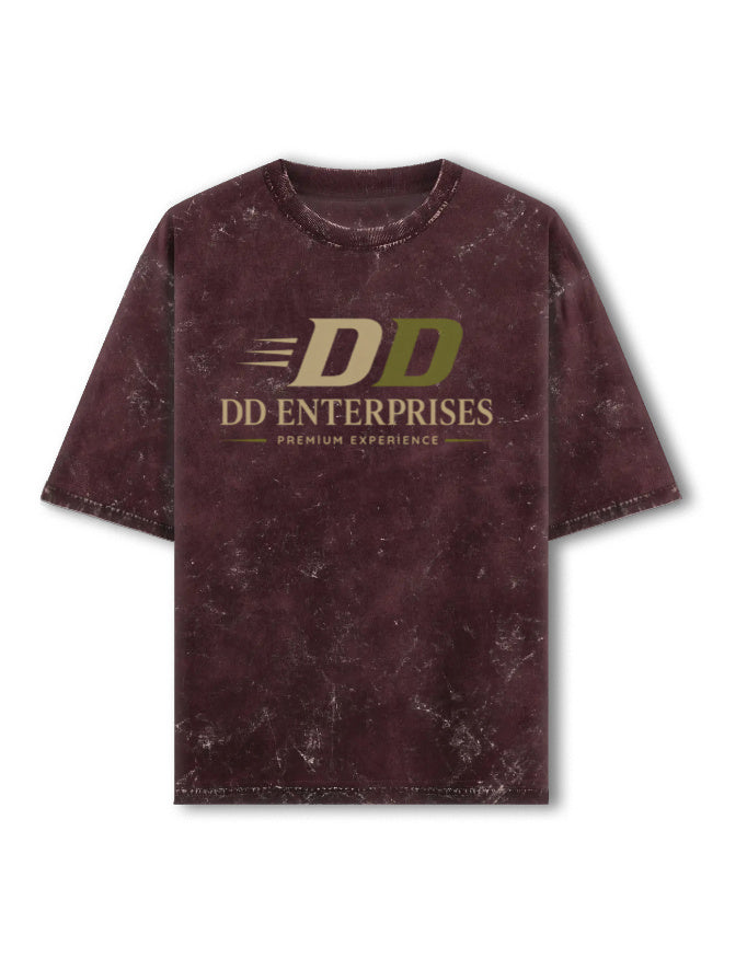 Acid Washed Oversized Tee - DD Enterprises Maroon GlowZonePrints