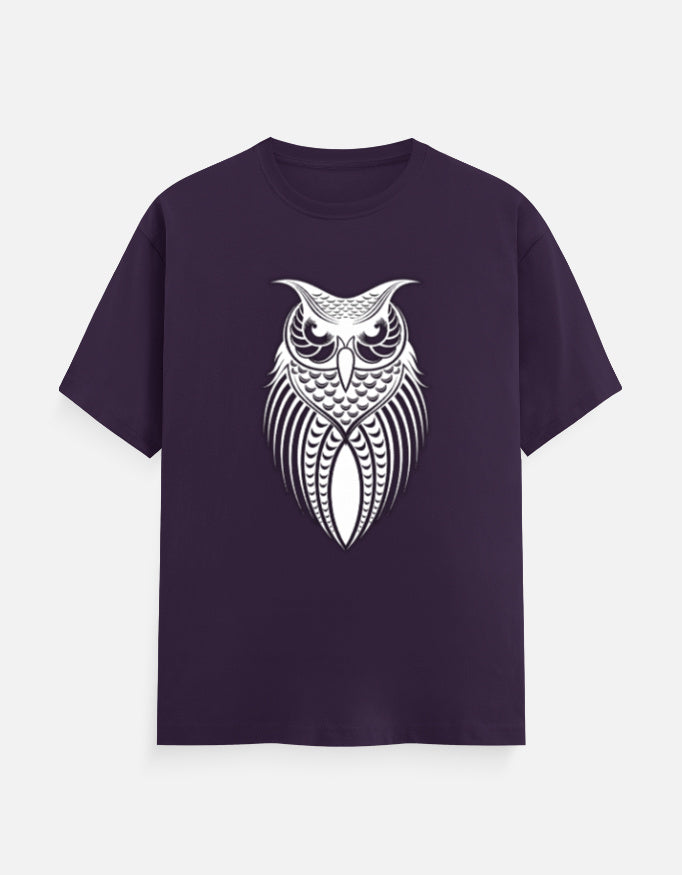 Unisex Classic Crew T-Shirt – Owl Halftone Design Purple GlowZonePrints
