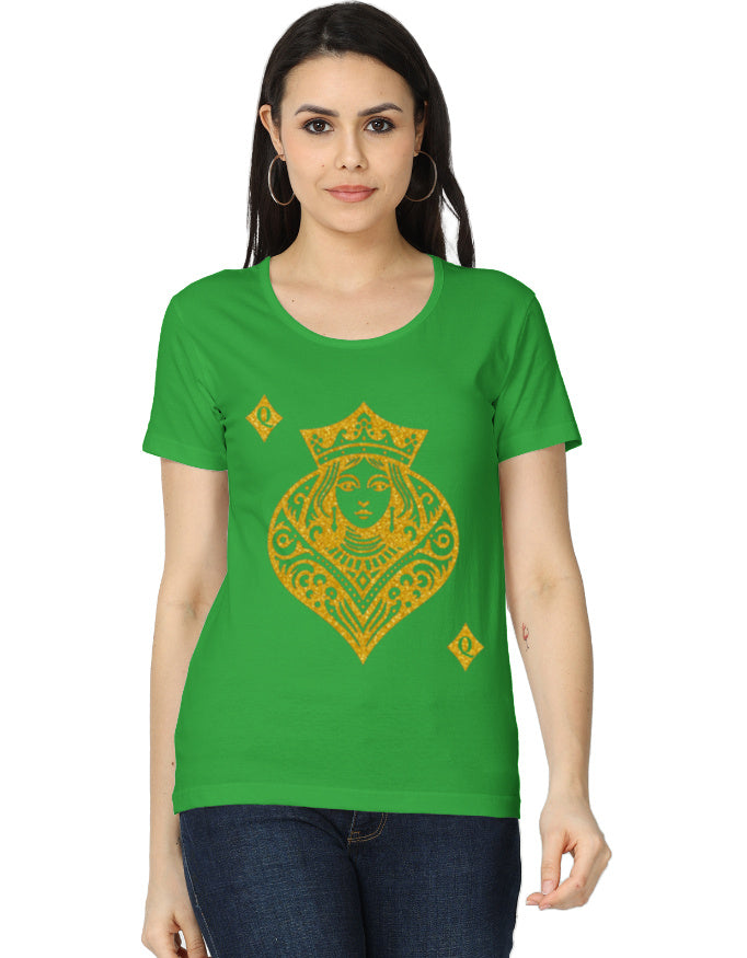 Women's Classic T-Shirt – Card Queen Diamond Flag Green GlowZonePrints