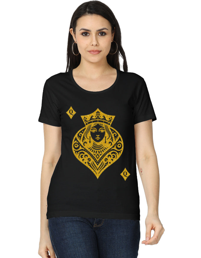Women's Classic T-Shirt – Card Queen Diamond Black GlowZonePrints