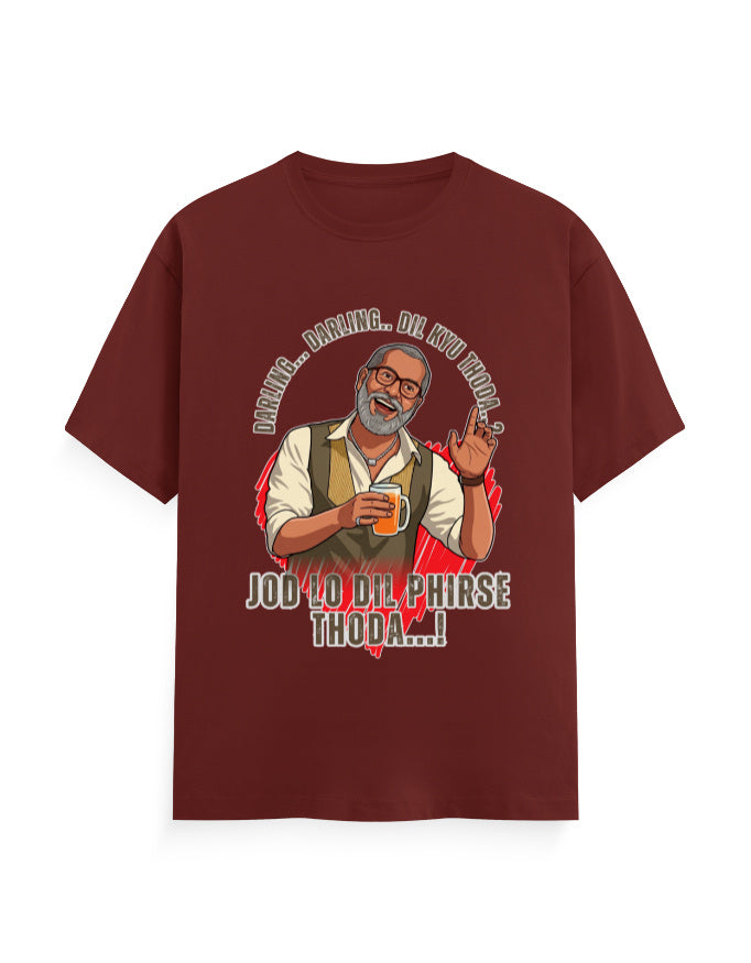 Unisex Classic Crew T-Shirt – Darling Darling Dil Kyu Thoda.? Brick Red GlowZonePrints