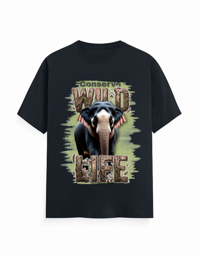 Unisex Classic Crew T-Shirt – Conserve Wild Life Navy Blue GlowZonePrints