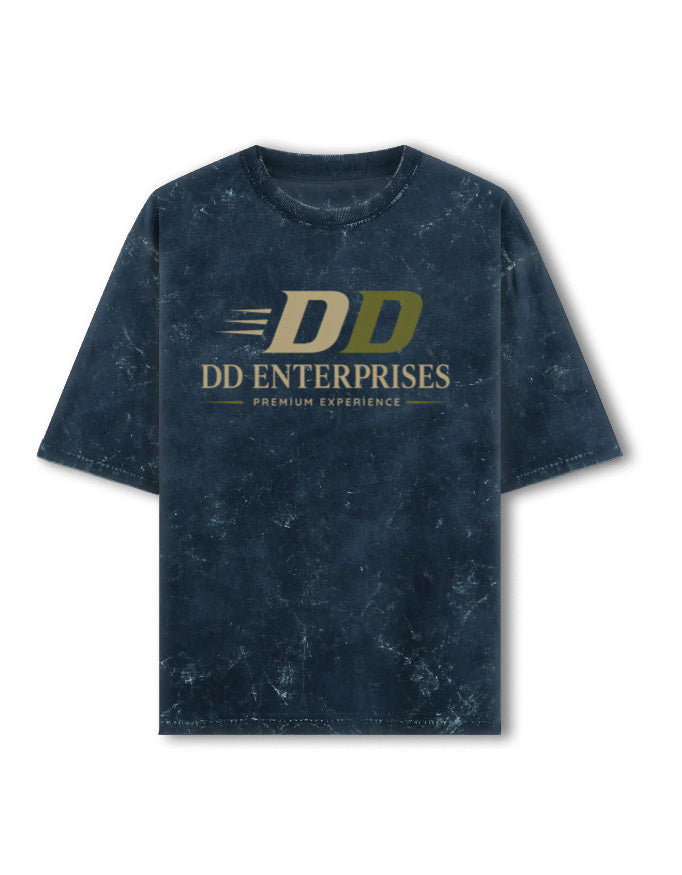 Acid Washed Oversized Tee - DD Enterprises Navy Blue GlowZonePrints