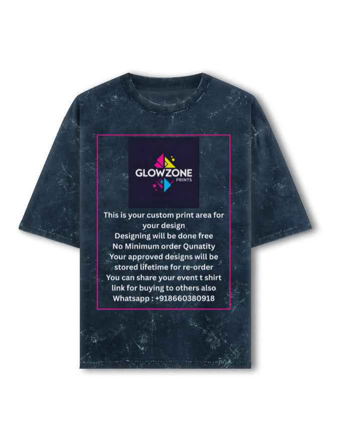 Unisex Acid Washed Oversized Tee (Custom Print) Navy Blue GlowZonePrints