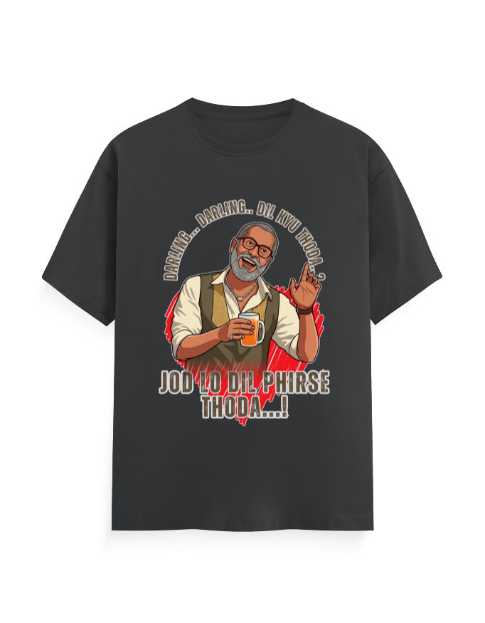 Unisex Classic Crew T-Shirt – Darling Darling Dil Kyu Thoda.? Steel Grey GlowZonePrints