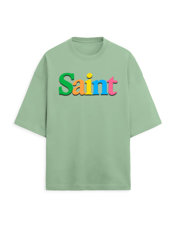 Unisex Terry Oversized Tee – Plain SAINT Text Effect Jade - Plain Text Effect GlowZonePrints