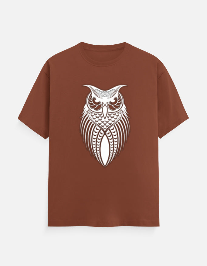 Unisex Classic Crew T-Shirt – Owl Halftone Design Copper GlowZonePrints