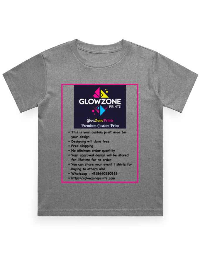 Boy's Crew Neck T-Shirt | UC21 (Custom Print)-1 Charcoal Melange GlowZonePrints