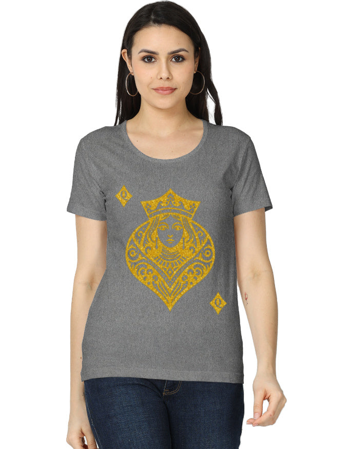 Women's Classic T-Shirt – Card Queen Diamond Charcoal Melange GlowZonePrints