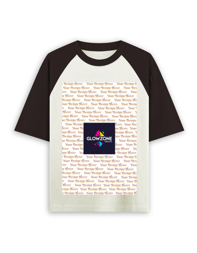 Unisex Oversized Raglan T-Shirt – Custom Print Coffee Brown off white GlowZonePrints