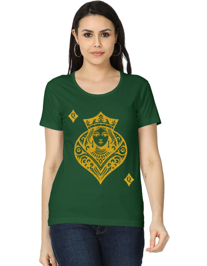 Women's Classic T-Shirt – Card Queen Diamond Bottle Green GlowZonePrints