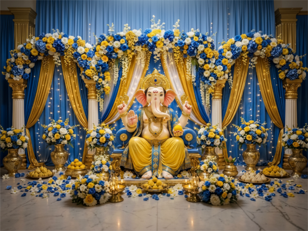 Ganesh Festival Tapestry – (16 Unique Designs) Design08 40x50 In (3.3x4.16 Feet ) GlowZonePrints