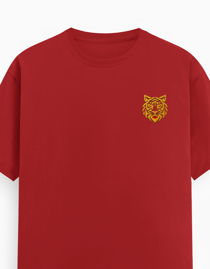 Unisex Classic Crew T-Shirt – Golden Tiger Emblem Red GlowZonePrints