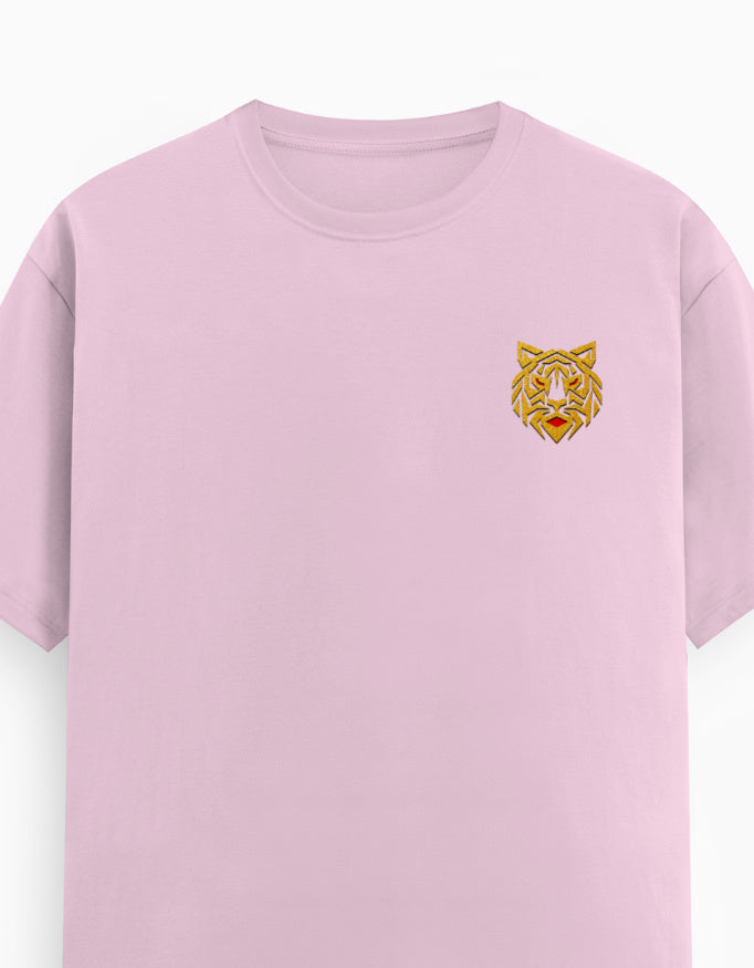 Unisex Classic Crew T-Shirt – Golden Tiger Emblem Light Baby Pink GlowZonePrints