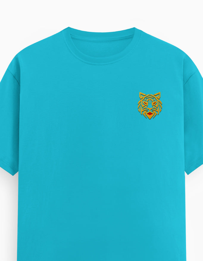 Unisex Classic Crew T-Shirt – Golden Tiger Emblem SkyBlue GlowZonePrints