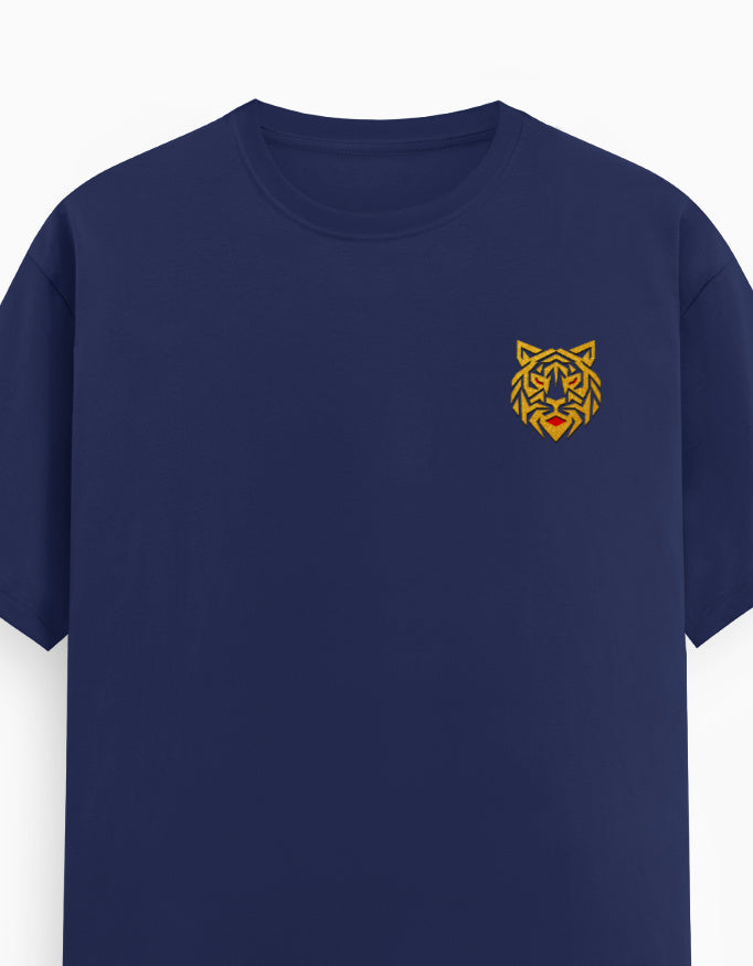 Unisex Classic Crew T-Shirt – Golden Tiger Emblem Royal Blue GlowZonePrints