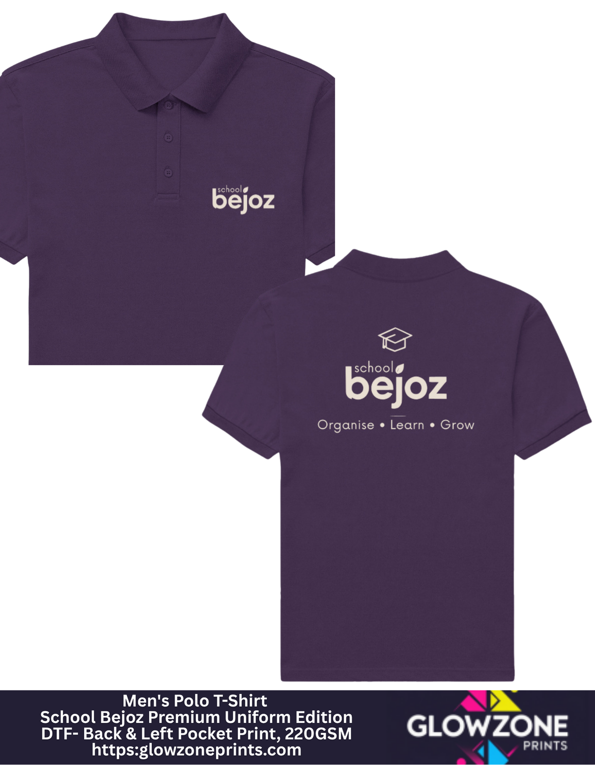 Men's Polo T-Shirt – School Bejoz Premium Uniform Purple GlowZonePrints