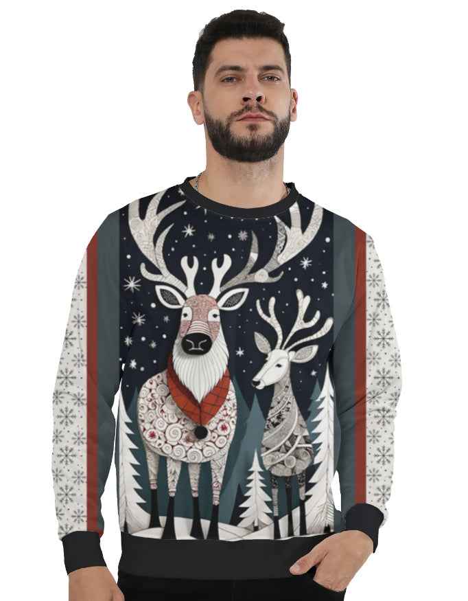 Reindeer Unisex AOP (All Over Print) Sweatshirt Reindeer Christmas GlowZonePrints
