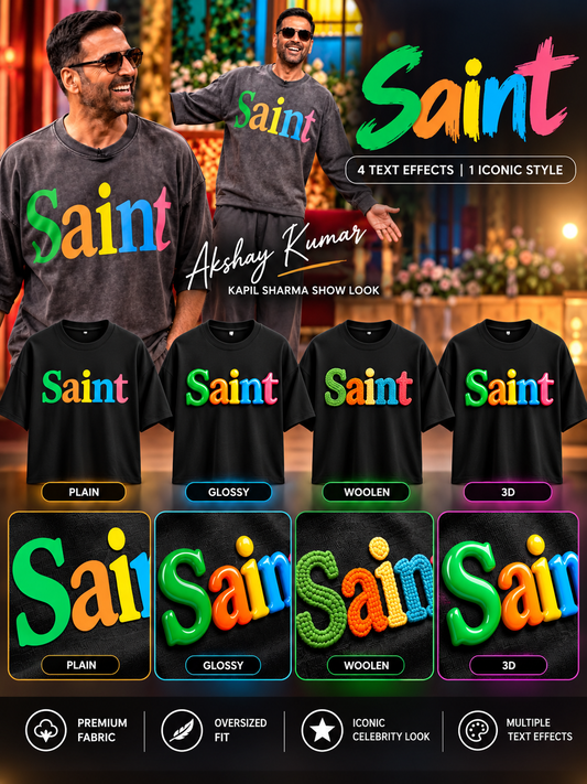 Unisex Terry Oversized Tee – 3D SAINT Text Edition GlowZonePrints