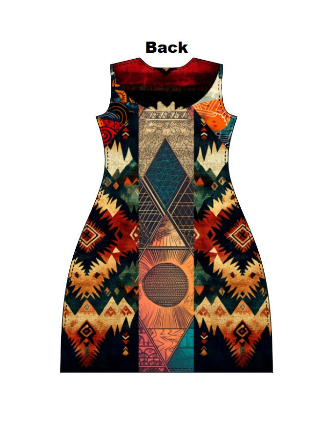 Women's AOP A-Line Dress – Tribal Geometric Bohemian Pattern GlowZonePrints