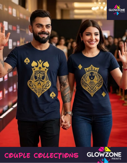 Card King Heart & Card Queen Diamond T-Shirt GlowZonePrints