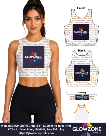 Women's AOP Sports Crop Top – Custom All-Over Print Custom AOP GlowZonePrints