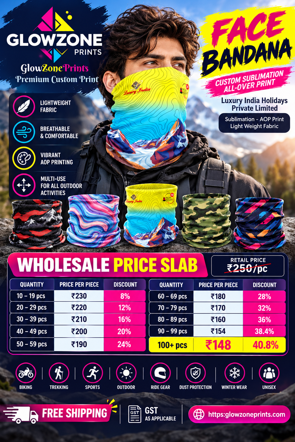 Face Bandana – Luxury India Holidays Pvt Ltd GlowZonePrints