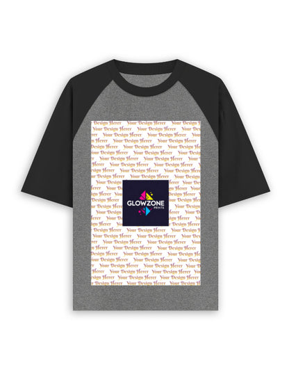 Unisex Oversized Raglan T-Shirt – Custom Print Black Charcoal Melange GlowZonePrints