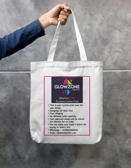 Tote Bag with Zipper (Custom Print) White Standard GlowZonePrints