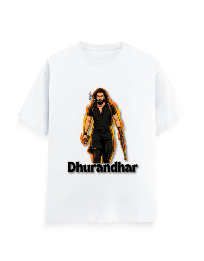 Unisex Crew T-Shirt - Dhurandhar(A) White GlowZonePrints