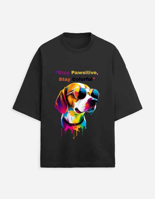 Stay Pawsitive Oversized T-Shirt – Embrace Cheer with a Trendy Fit!