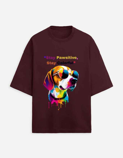 Stay Pawsitive Oversized T-Shirt – Embrace Cheer with a Trendy Fit!