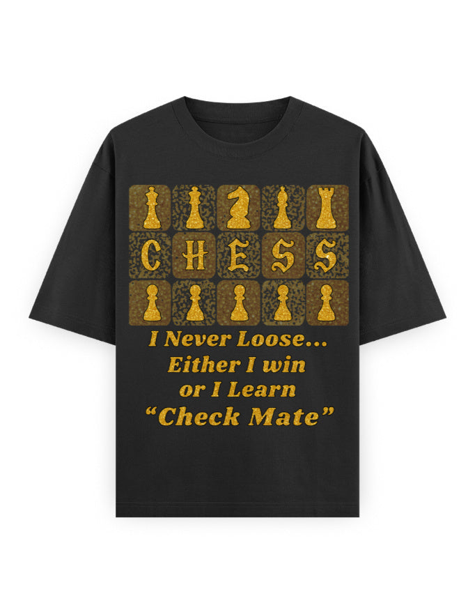 Unisex Oversized Classic T-Shirt -Chess (Gold Edition) Black GlowZonePrints