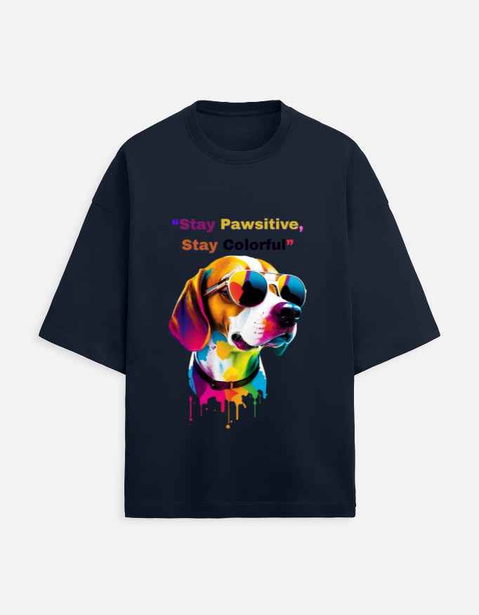 Stay Pawsitive Oversized T-Shirt – Embrace Cheer with a Trendy Fit!