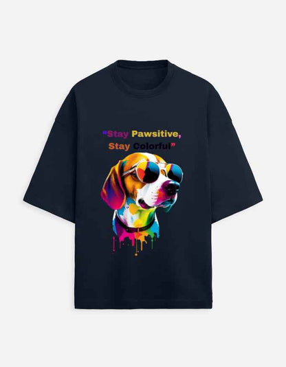 Stay Pawsitive Oversized T-Shirt – Embrace Cheer with a Trendy Fit!
