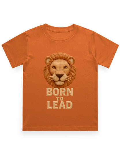 Kids Crew Neck T-Shirt – Born to Lead Lion Edition Orange GlowZonePrints