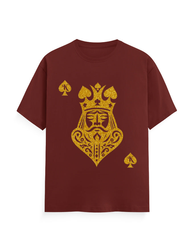 Unisex Classic Crew T-Shirt – Card King heart Brick Red GlowZonePrints