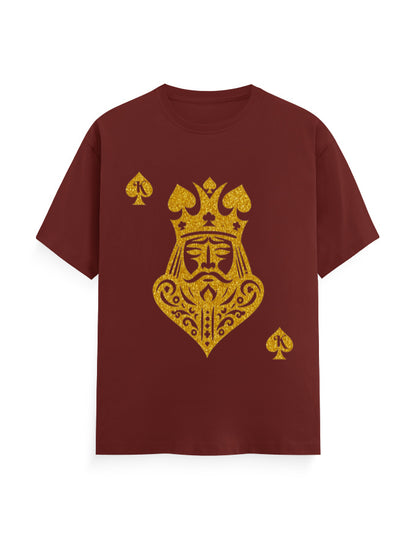 Unisex Classic Crew T-Shirt – Card King heart Brick Red GlowZonePrints