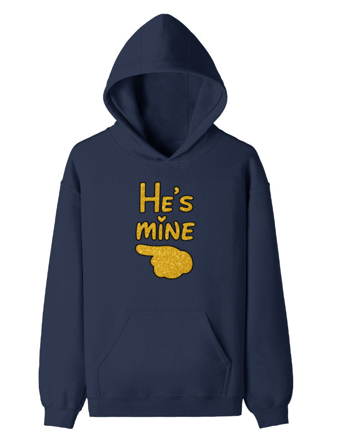 Unisex Pullover Hoodie - He's Mine Navy Blue GlowZonePrints