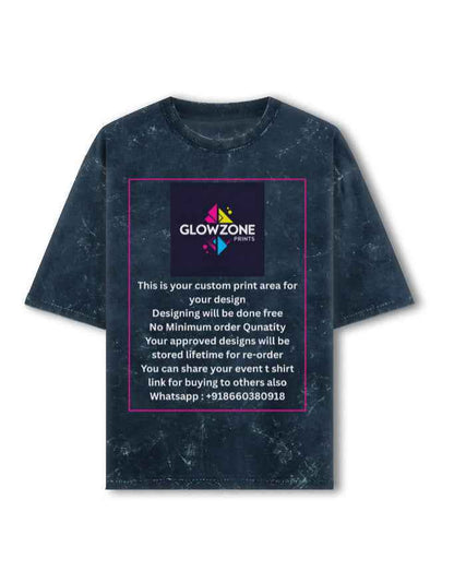 Unisex Acid Washed Oversized Tee (Custom Print) Navy Blue GlowZonePrints
