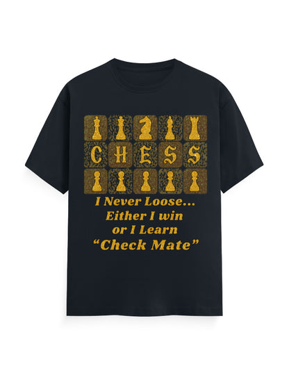 Unisex Classic Crew T-Shirt – Chess (Gold Edition) Navy Blue GlowZonePrints