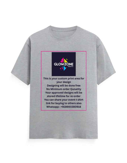 Unisex Classic Crew T-Shirt (Custom Print) Grey Melange GlowZonePrints