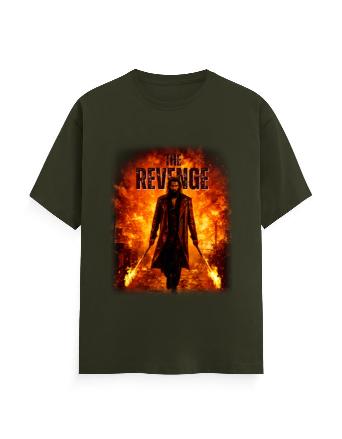 Unisex Crew T-Shirt – Dhurandhar - Revenge Olive Green GlowZonePrints