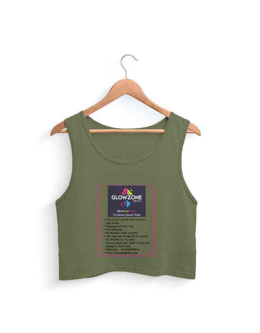 Female Crop Tank | FC40 (Custom Print) Olive Green GlowZonePrints