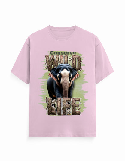 Unisex Classic Crew T-Shirt – Conserve Wild Life Light Baby Pink GlowZonePrints