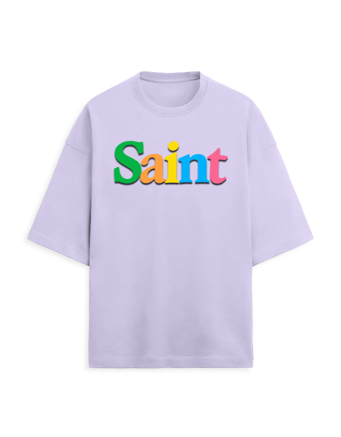 Unisex Terry Oversized Tee – Plain SAINT Text Effect Lavender - Plain Text Effect GlowZonePrints